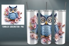 Owl with Flowers 3D Tumbler Wrap Sublimation PNG Product Image 5