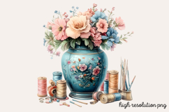 Vintage Antique Sewing Clipart PNG Product Image 1