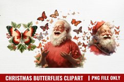 Watercolor Christmas Butterflies Clipart Product Image 1