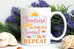 Sunrise Sunburn Sunset Repeat Svg, Summer Vacation Svg. Product Image 6