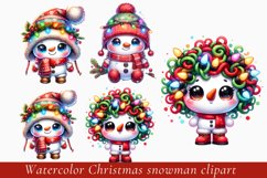 Watercolor Christmas snowman clipart, snowman sublimation Product Image 1