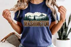 Washington PNG, Vintage Mountain Lake Forest Sublimation Product Image 5