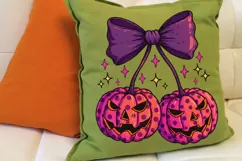 Retro Pumpkin Cherries Png, Girly Halloween Pumpkin Png. Product Image 5