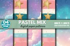 Pastel Mix Digital Paper Background PNG Product Image 1
