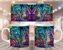 Stained Glass Owls Mug Sublimation Wrap 11 oz Product Image 5