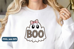 Preppy Ghost Boo PNG, Leopard Spooky Coquette PNG Product Image 5