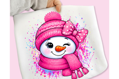 Pink Snowman PNG, Splatter Snowman PNG, Christmas PNG Product Image 1