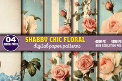 Shabby Chic Floral Digital Paper PNG Product Image 1