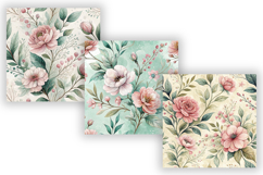 Grandmillennial Floral Seamless Digital Paper Bundle, Preppy Product Image 5