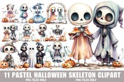 Pastel Halloween Skeleton Clipart Bundle PNG Product Image 1
