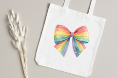 Sparkle Accent Rainbow Coquette Bow Clipart with Sparkle Product Image 4