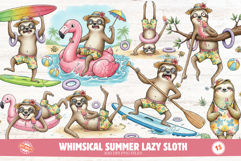Whimsical Summer Lazy Sloth Clipart Product Image 1