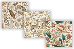Luxury Folk Floral Seamless Patterns Bundle, Elegant Ivory Product Image 5