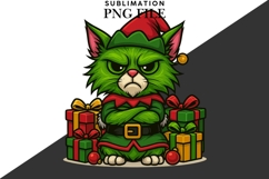 Green funny Christmas cat png design for T-shirts Product Image 2