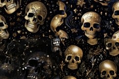 Glittery Skulls Seamless Background Patterns, Halloween Seamless Patterns, Skeleton Seamless Background, Fall Seamless Pattern, 300DPI