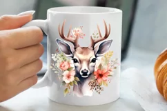 Watercolor Christmas Deer Head Clipart Sublimation Product Image 5