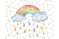 Watercolor Dinosaur and Rainbow PNG Clipart, Baby Nursery Product Image 5