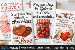 Valentine Kitchen Towel PNG, Valentine day Sublimation, Xoxo Product Image 1