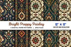 Bright Preppy Paisley Digital Paper JPG Product Image 1