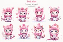 Winter Pink Cat 46 Cliparts Collection Product Image 5