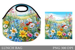Wildflowers Lunch Bag Design. Flowers Lunch Bag Sublimation Product Image 1