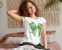 Patchwork St. Patricks Day Coquette Bow Shamrock PNG Design Product Image 4