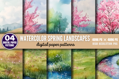 Watercolor Spring Landscapes Pack Digital Paper Background B Product Image 6