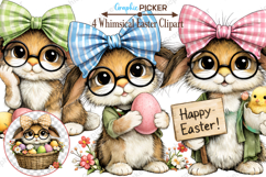 Whimsical Easter Animals PNG, Whimsical Bunny Easter Clipart Product Image 1