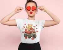 Valentine Teddy Bear Monster Truck PNG Boy Vday Heart Shirt Product Image 3