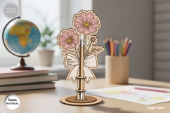 Flowers Pen Holder Laser Cut Bundle | Glowforge | SVG Product Image 5