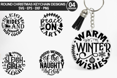 Round Christmas Keychain SVG Design - Sleigh rides and hot Product Image 1