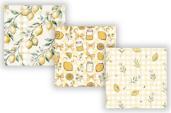 Pastel Lemon Gingham Digital Paper, Seamless Watercolor Product Image 5