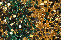Green and Gold Glitter Background with Black Accents Product Image 1