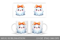 Cute Ghost Mug Design. Halloween Pumpkin Mug Sublimation Product Image 1
