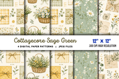 Cottagecore Sage Green Daisy Paper JPG Product Image 1