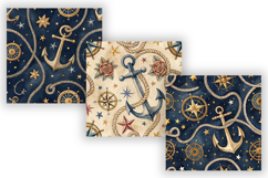 Navy Anchor Digital Paper Pack, Seamless Watercolor Nautical Product Image 5