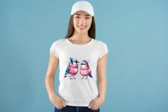 Valentine’s Day Couple Wildlife Watercolor Clipart Product Image 5