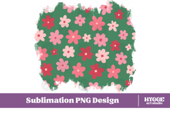 Retro Flowers Background Png Floral Paper Sublimation Splash Product Image 1