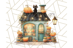 Pastel Halloween Town PNG Clipart, Spooky Shops &amp; Homes Png Product Image 5