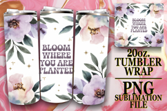 Cozy afternoons 20oz tumbler wrap, Flower Quote Product Image 1