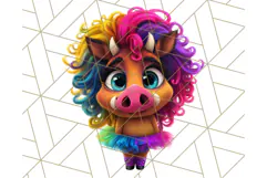 Funky Safari Animals PNG Clipart With Rainbow Hair, Cute Png Product Image 5