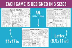 Dwarf village coloring activity play mats. Fantasy placemats Product Image 5