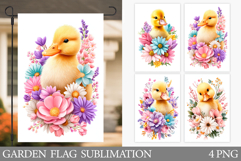 Cute Duck Garden Flag Design. Summer Duck Garden Flag Product Image 1