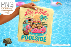 Life Is Better Poolside png, Summer Dog Design Product Image 4