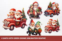 Santa With Green Gnome Sublimation Clipart Product Image 1