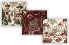 Red Toile de Jouy Digital Paper Pack, Seamless French Product Image 5