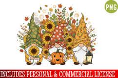 Fall Gnome Clipart PNG,Autumn Gnome vector ,Fall Gnome PNG Product Image 2