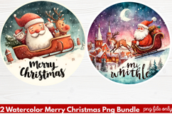 2 Watercolor Merry Christmas PNG | Festive Holiday Product Image 1