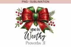 She Is Worthy PNG | Proverbs 31 Christian Sublimation Design Product Image 4