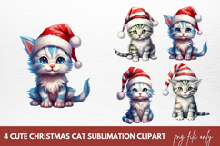 Cute Christmas Cats Clipart Sublimation Product Image 1